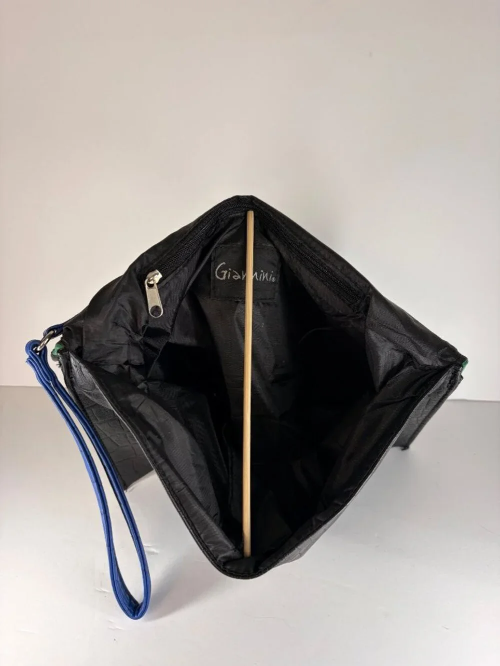 Giannini Faux Leather Croc Envelope Clutch Wristlet Black Blue Green Colorblock